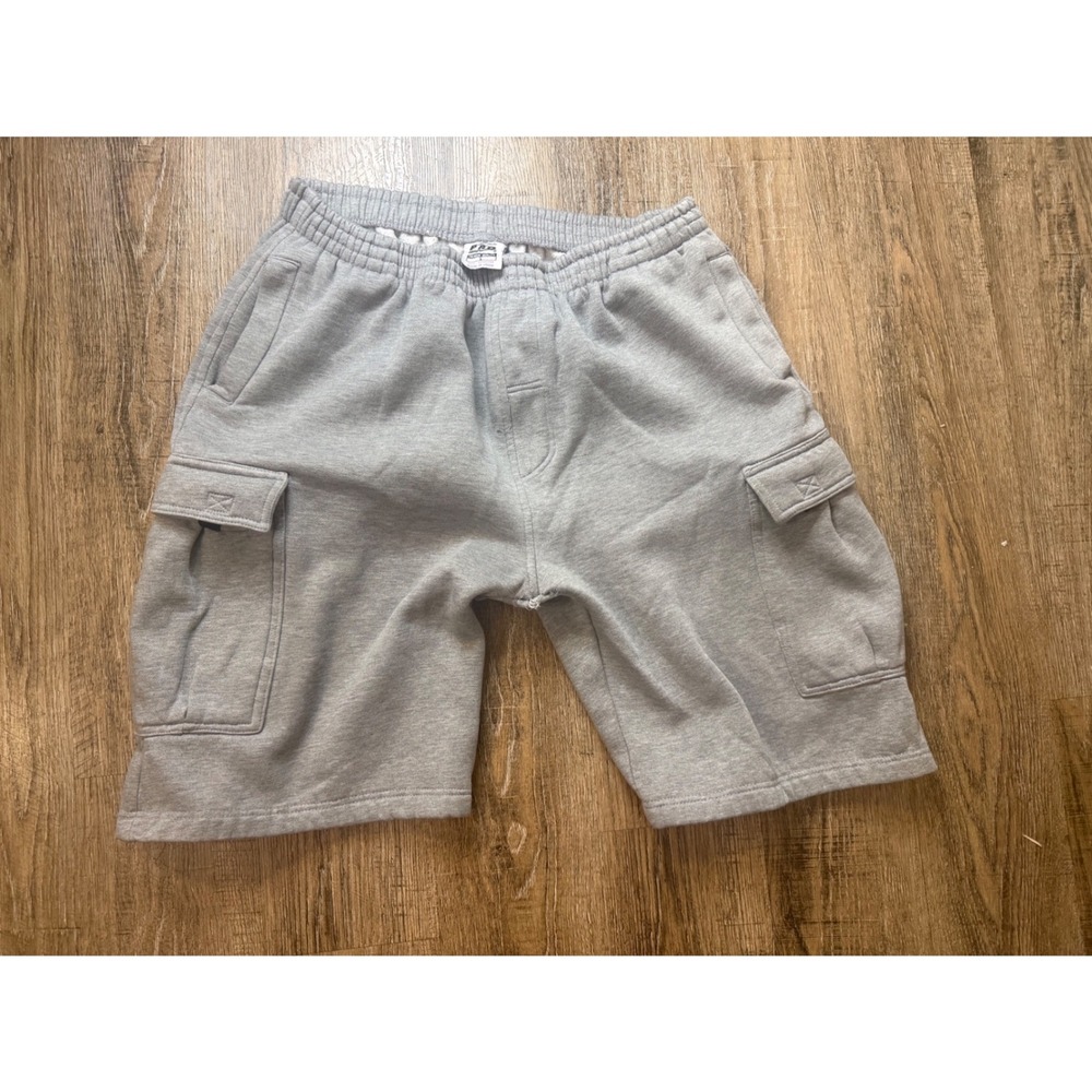 Pro Club Mens Fleece Cargo Shorts Large Heather Gray Heavyweight Sweat Shorts